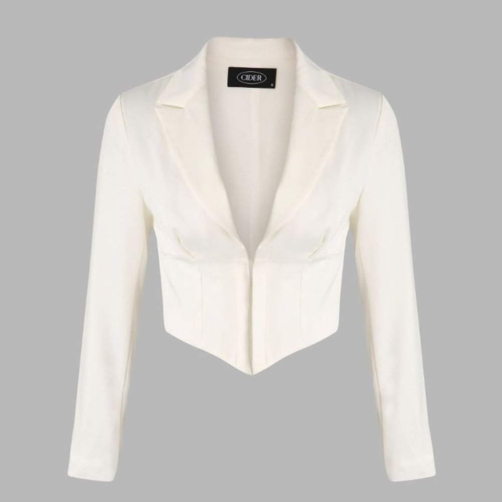NEW Cider Notched Neck Long Sleeve  Crop Top